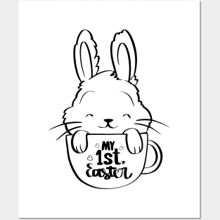 Funny and Cute  Rabbit ,happy Easter cartoon, Cartoon style Posters and Art